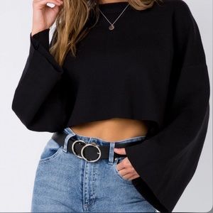 Princess Polly Black bell sleeve crop top sweater